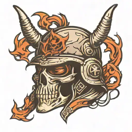 Army helmet with devil horns  tattoo design idea