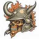 Army helmet with devil horns  tattoo design idea