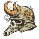 Army helmet with devil horns  tattoo design idea