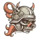 Army helmet with devil horns  tattoo design idea