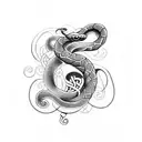 Design a tattoo that combines a snake and music notes in a dotwork style tattoo design idea
