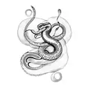 Design a tattoo that combines a snake and music notes in a dotwork style tattoo design idea