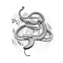 Design a tattoo that combines a snake and music notes in a dotwork style tattoo design idea