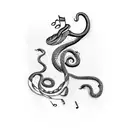 Design a tattoo that combines a snake and music notes in a dotwork style tattoo design idea