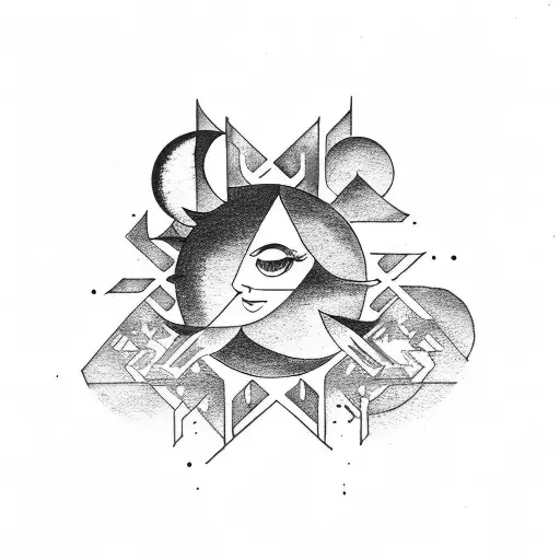 moon sun arrow tattoo design idea