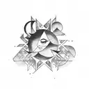 moon sun arrow tattoo design idea