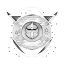 moon sun arrow tattoo design idea