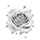 rose stem with 3 broken hearts tattoo design idea