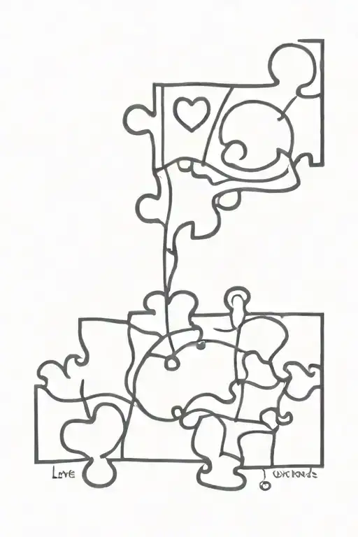 love needs no words written with puzzle piece tattoo design idea