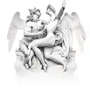 eros and anteros, in a classical statue style, nude tattoo design idea