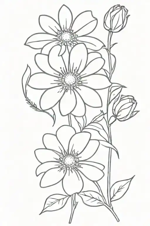 Daisy flower, daisy flower, rose flower, cosmo flower bouquet   tattoo design idea