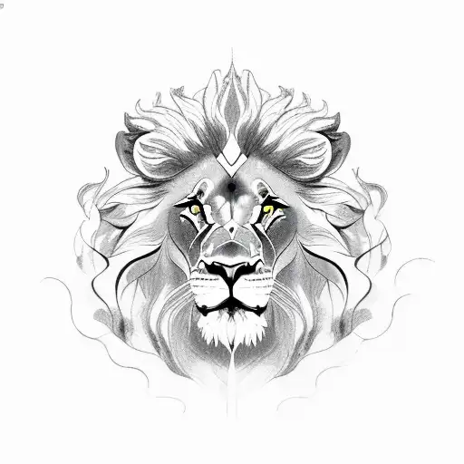 lion, phoenix, lotus tattoo design idea
