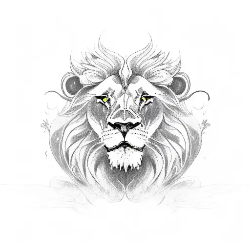 lion, phoenix bird, lotus tattoo design idea