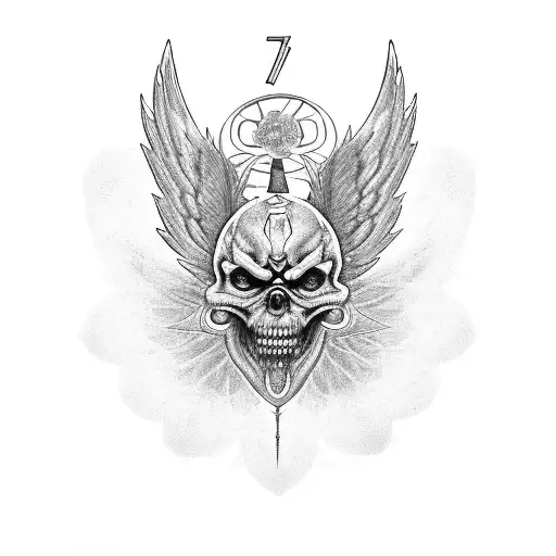 Zentrales Motiv: Engel und Dämon, die einander gegenüberstehen Engel symbolisiert Güte und Reinheit Dämon repräsentiert  tattoo design idea