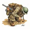 ww1 soldier kneeling tattoo design idea