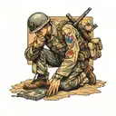 ww1 soldier kneeling tattoo design idea