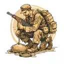 ww1 soldier kneeling tattoo design idea