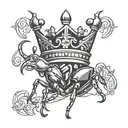 crown with king inside and ant under. tattoo design idea