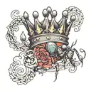 crown with king inside and ant under. tattoo design idea