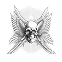A skull with wings and a checkered flag as its background tattoo design idea