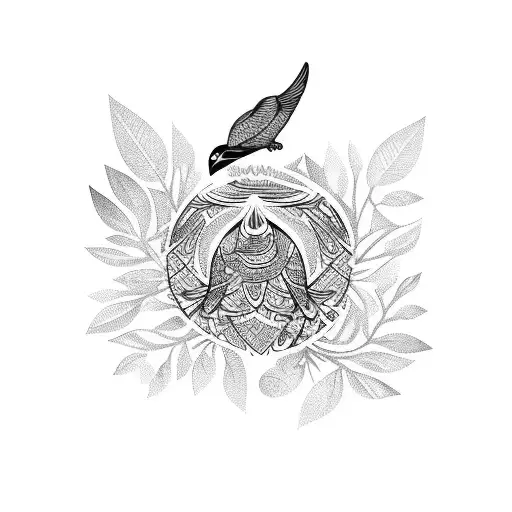 Olive Branch birds tribal  tattoo design idea