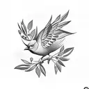Olive Branch birds tattoo design idea
