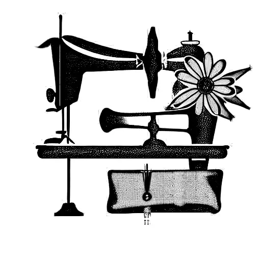 vintage sewing machine on top of flowers  tattoo design idea
