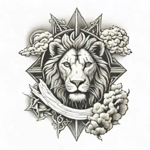 jesus, lion and lamb, heaven and hell, the cross, the empty tomb tattoo design idea