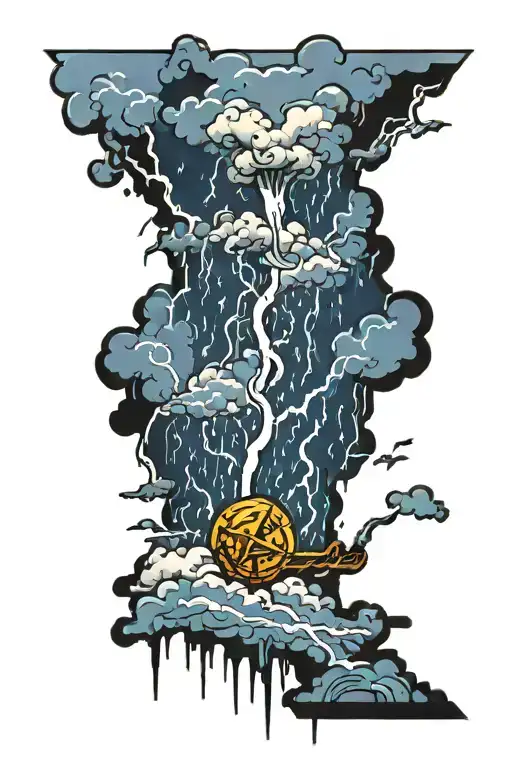 thunder storm tattoo design idea
