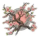cherry blossom tree with reality shifting symbol tattoo design idea