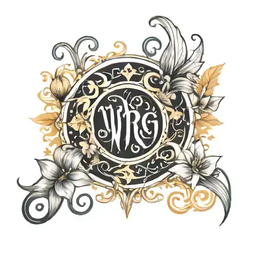 Virgo glyph Combined and intertwined with the Capricorn glyph with stargazer Lilly's and lotus flowers. tattoo design idea