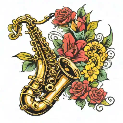 saxophone tattoo design idea