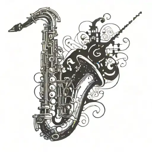 saxophone tattoo design idea