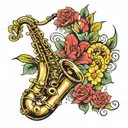 saxophone tattoo design idea