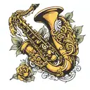 saxophone tattoo design idea