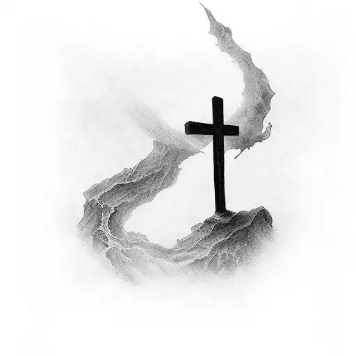 paper scroll with a cross on it with bible verse on it tattoo design idea