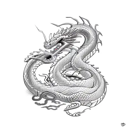 Dragon and snake tattoo design idea