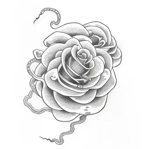 Snake with rose tattoo design idea