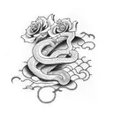 Snake with rose tattoo design idea