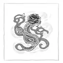 Snake with rose tattoo design idea