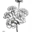 carnation snowdrop marigold cosmo bouquet  tattoo design idea