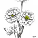 carnation snowdrop marigold cosmo bouquet  tattoo design idea