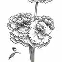 carnation snowdrop marigold cosmo bouquet  tattoo design idea