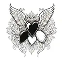 heart with devil and angel wings tattoo design idea