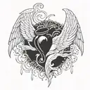 heart with devil and angel wings tattoo design idea