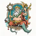 King neptune with a flux capacitor back to future tattoo design idea