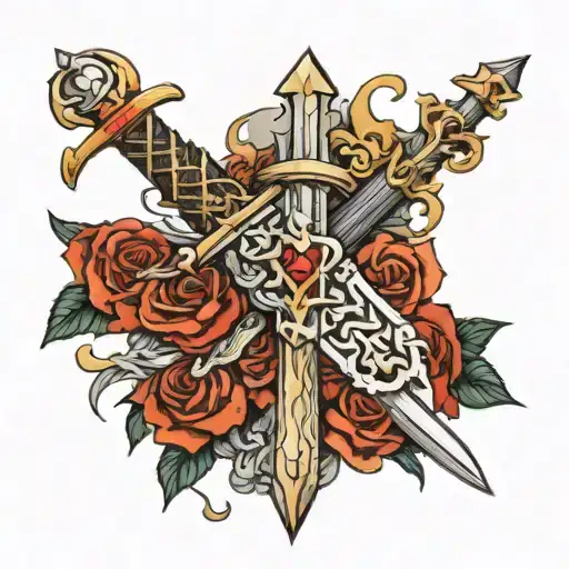 Excalibur sword stuck tattoo design idea