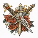 Excalibur sword stuck tattoo design idea
