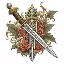 Excalibur sword stuck tattoo design idea