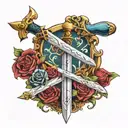 Excalibur sword stuck tattoo design idea
